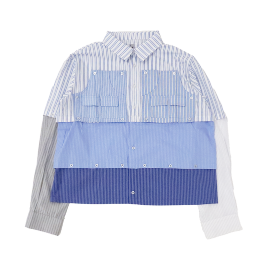 MODULAR BUTTON UP SHIRT (Mixed Pinstripe)