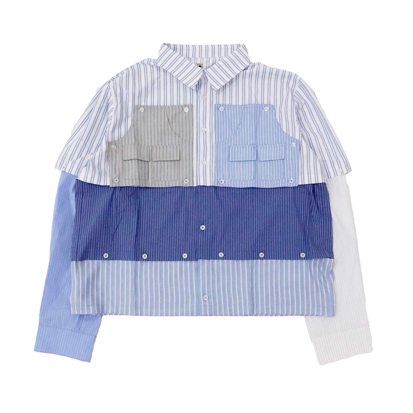 MODULAR BUTTON UP SHIRT (Mixed Pinstripe)