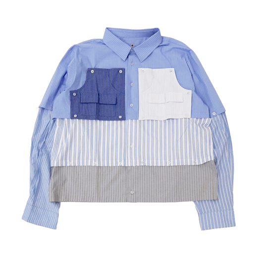 MODULAR BUTTON UP SHIRT (Mixed Pinstripe)