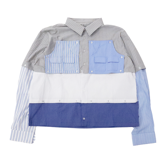 MODULAR BUTTON UP SHIRT (Mixed Pinstripe)