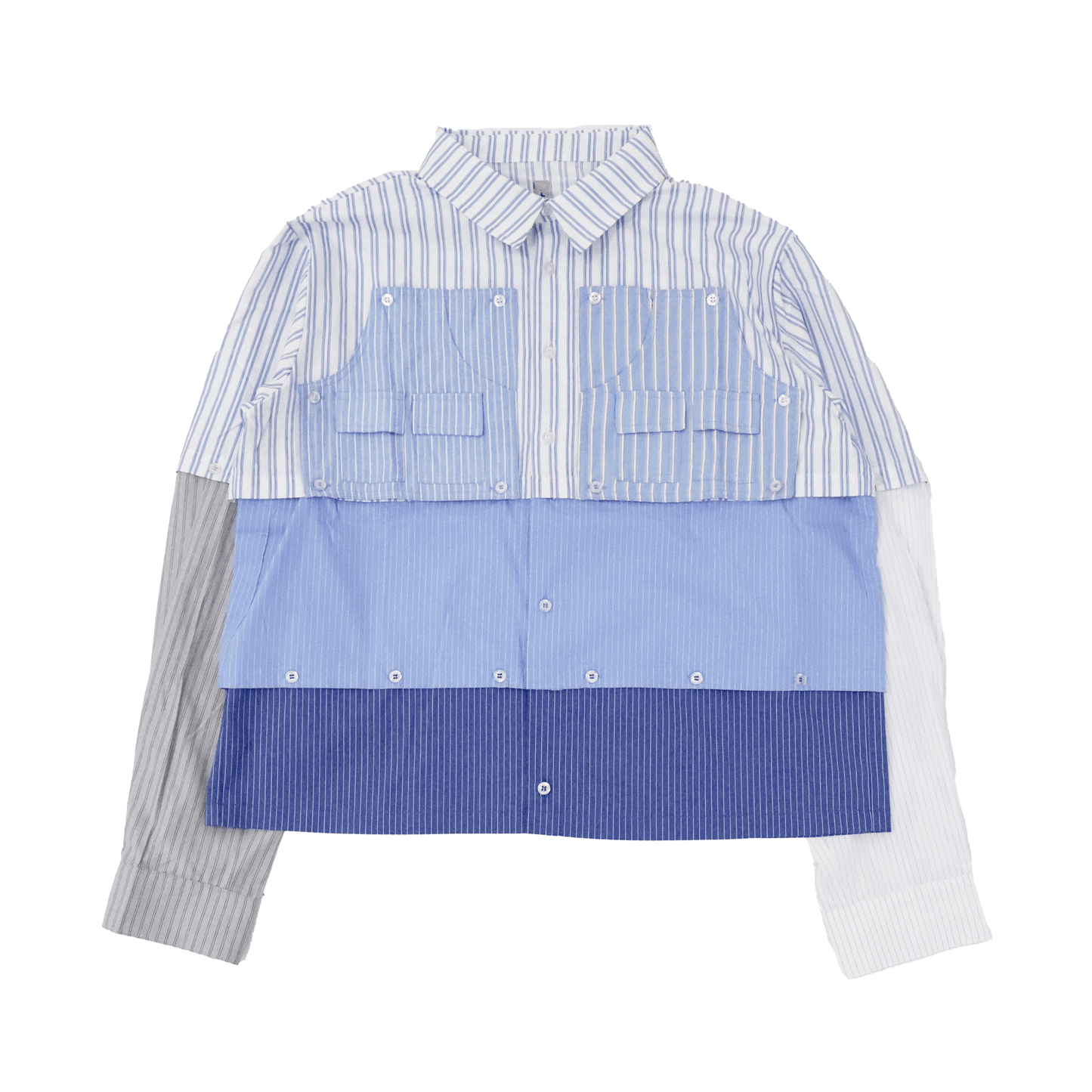 MODULAR BUTTON UP SHIRT (Mixed Pinstripe)