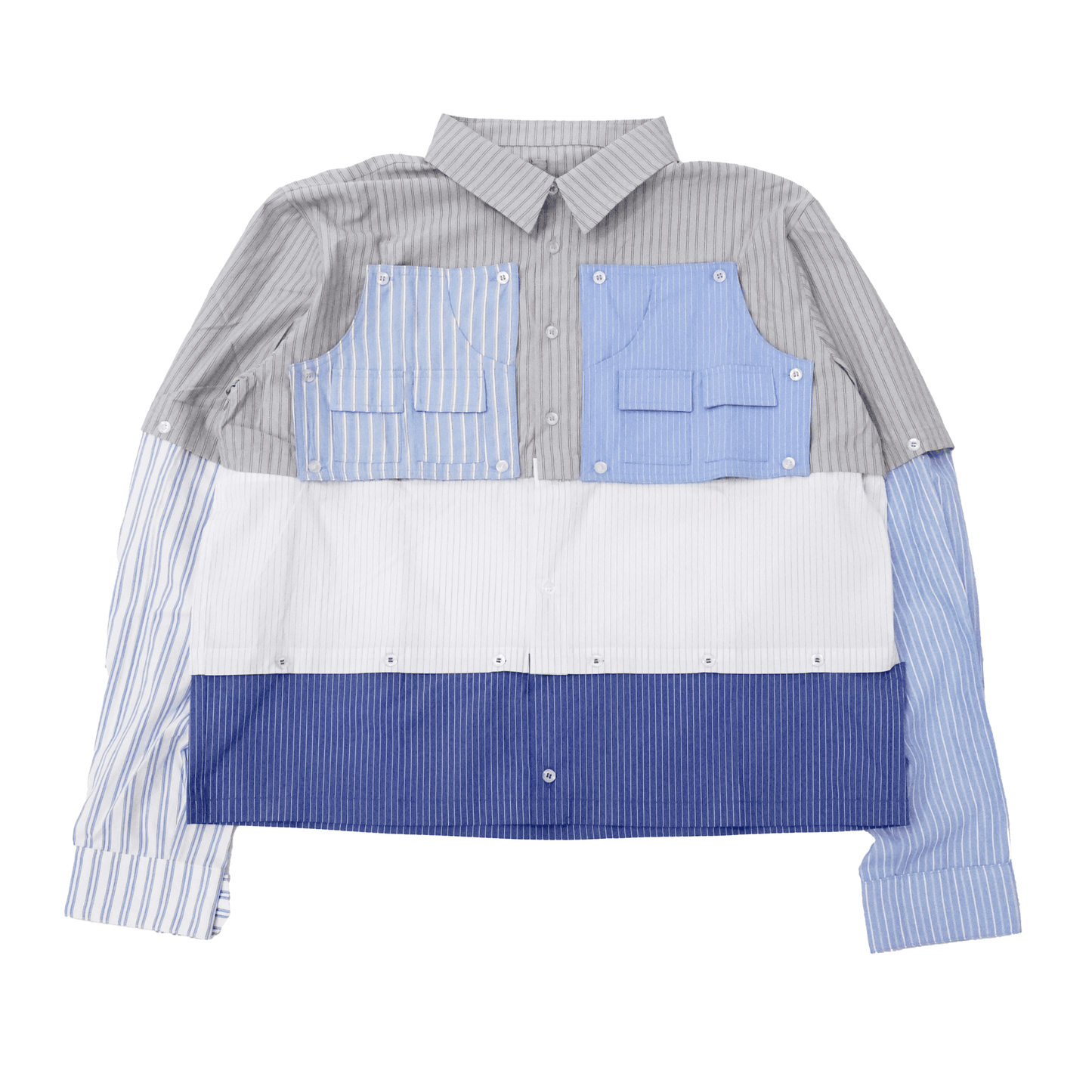 MODULAR BUTTON UP SHIRT (Mixed Pinstripe)
