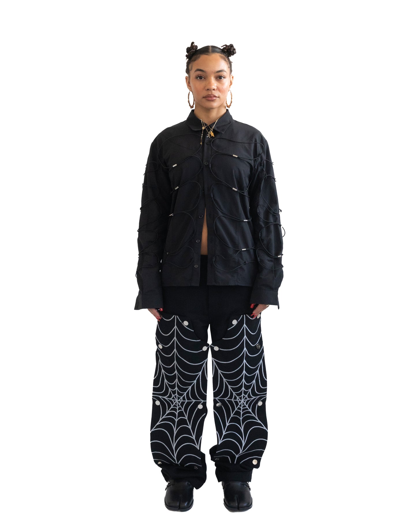 SPIDER WEB CONVERTIBLE DOUBLE KNEE PANTS